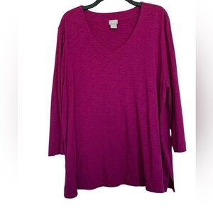 Chico's Long Sleeve V-Neck Top - Magenta